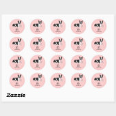 Boston Terrier Breast Cancer Address Label Runder Aufkleber (Blatt)