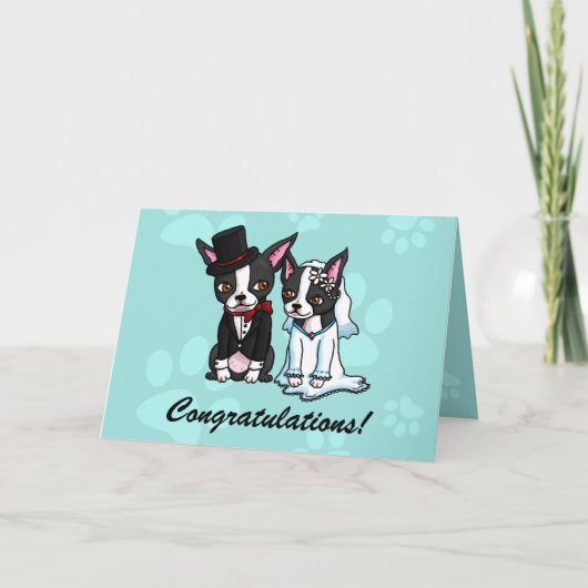 Boston Terrier Bride and Groom card Karte (Vorderseite)