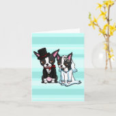 Boston Terrier Bride und Groom Karte (Gelbe Blume)