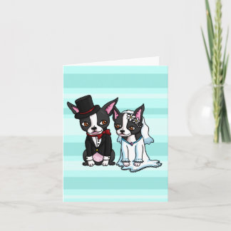 Boston Terrier Bride und Groom Karte