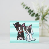 Boston Terrier Bride und Groom Postkarte (Stehend Vorderseite)