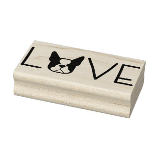 Boston Terrier Briefmarke - Boston L O V E Gummistempel