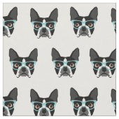 Boston Terrier Brille - niedliches Hundegewebe Stoff (Nahaufnahme)