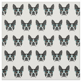 Boston Terrier Brille - niedliches Hundegewebe Stoff