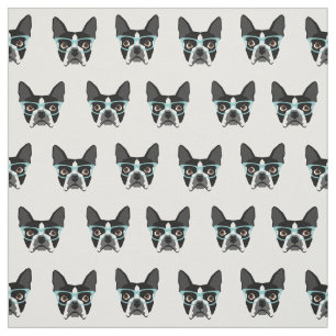 Boston Terrier Brille - niedliches Hundegewebe Stoff