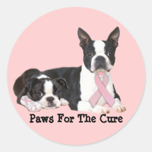 Boston Terrier Brustkrebs-Aufkleber Runder Aufkleber