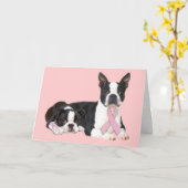 Boston Terrier Brustkrebs-Grußkarte Karte (Gelbe Blume)