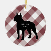 Boston Terrier Buffalo Karo Keramik Ornament (Vorne)