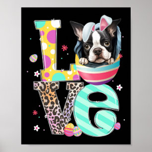 Boston Terrier Bunny Face Dog Animal Lover Oster Poster