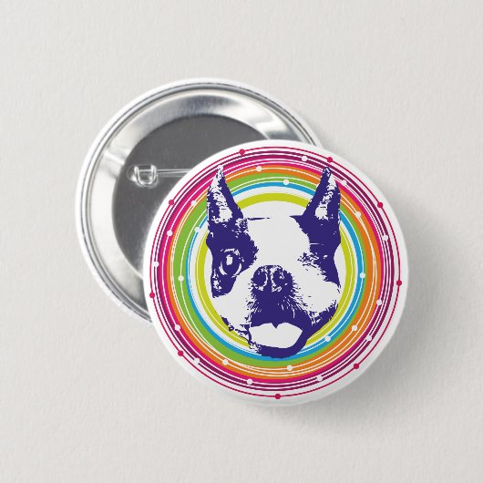 Boston Terrier - bunte Kreise Button (Vorne & Hinten)