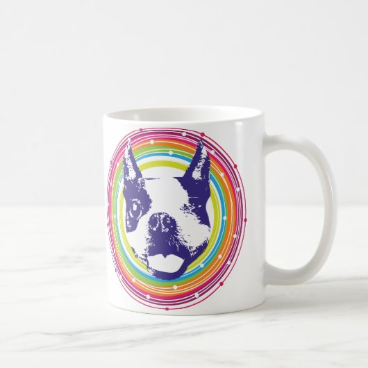 Boston Terrier - bunte Kreise Kaffeetasse (Rechts)