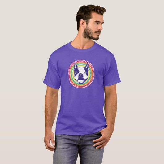 Boston Terrier - bunte Kreise T-Shirt (Vorne ganz)