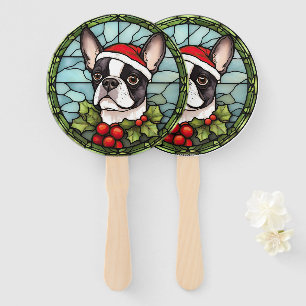 Boston Terrier Buntglas Weihnachten Fächer