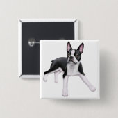 Boston-Terrier-Button Button (Vorne & Hinten)