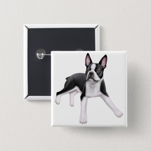 Boston-Terrier-Button Button (Vorne & Hinten)
