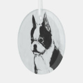Boston Terrier by Hevener Ornament Aus Glas (Vorderseite links)