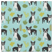 Boston Terrier Cactus Fabric Stoff (Nahaufnahme)