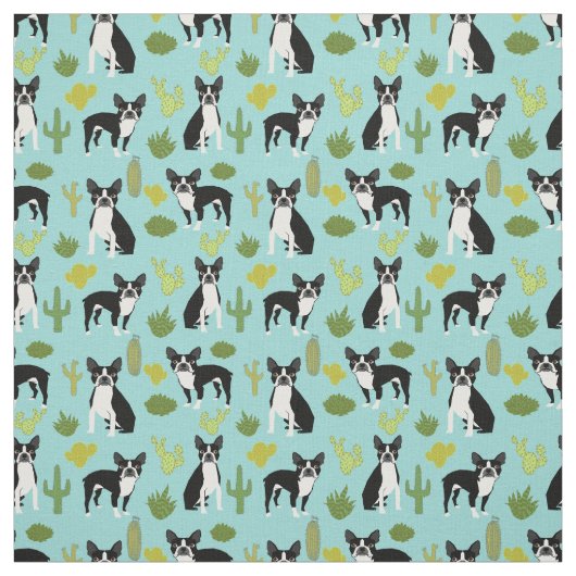 Boston Terrier Cactus Fabric Stoff (Muster)
