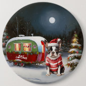 Boston Terrier Caravan Christmas Adventure Button (Vorderseite)