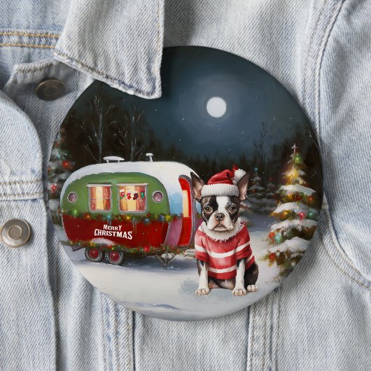 Boston Terrier Caravan Christmas Adventure Button (Beispiel)