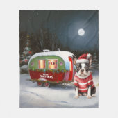Boston Terrier Caravan Christmas Adventure Fleecedecke (Vorderseite)