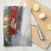 Boston Terrier Caravan Christmas Adventure Geschirrtuch (Viertel Falte)