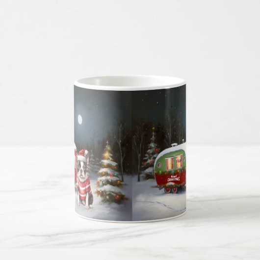 Boston Terrier Caravan Christmas Adventure Kaffeetasse (Mittel)