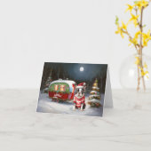 Boston Terrier Caravan Christmas Adventure Karte (Gelbe Blume)