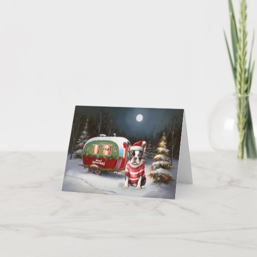 Boston Terrier Caravan Christmas Adventure Karte (Vorderseite)