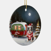 Boston Terrier Caravan Christmas Adventure Keramik Ornament (Rechts)
