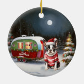 Boston Terrier Caravan Christmas Adventure Keramik Ornament (Hinten)