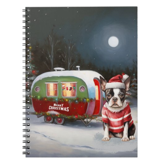 Boston Terrier Caravan Christmas Adventure Notizblock (Vorderseite)
