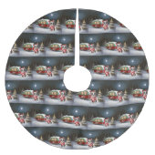 Boston Terrier Caravan Christmas Adventure Polyester Weihnachtsbaumdecke (Vorderseite)