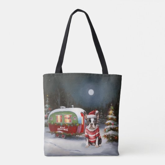 Boston Terrier Caravan Christmas Adventure Tasche (Rückseite)