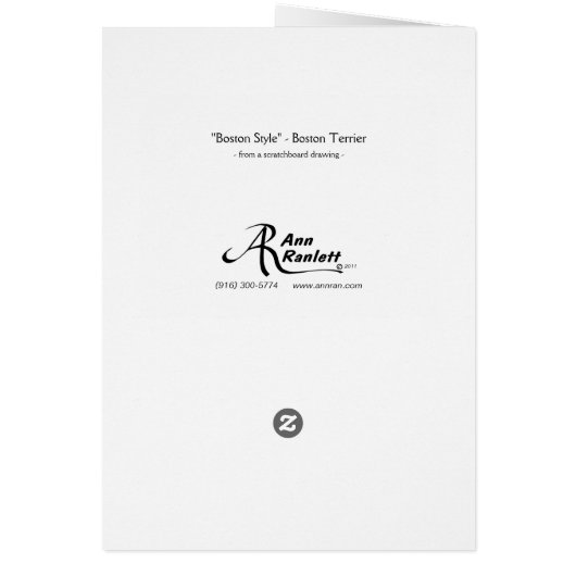 Boston Terrier Card - "Boston Style" (Hinten)