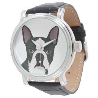 Boston Terrier Cartoon Armbanduhr