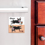 Boston Terrier Cartoon Dirty / Clean Magnet<br><div class="desc">Niedlicher und lustiger Boston Terrier Cartoon Geschirrspüler Magnet. Ein niedlicher Boston Terrier hat Freude am Hamburger. Schön für Hundefreunde,  die Boston Terrier Liebe haben. Erstellt von Naomi Ochiai aus Japan. :</div>