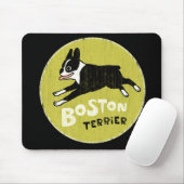 Boston Terrier Cartoon Dog | Energetischer Hund Mousepad (Mit Mouse)