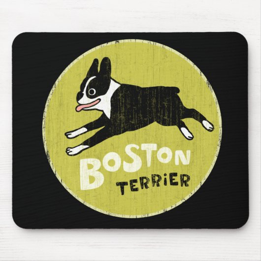 Boston Terrier Cartoon Dog | Energetischer Hund Mousepad (Vorne)
