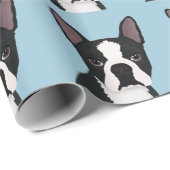 Boston Terrier Cartoon Geschenkpapier (Rolleneckpunkt)