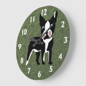 Boston Terrier Cartoon Große Wanduhr (Winkel)