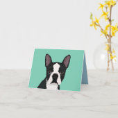 Boston Terrier Cartoon Karte (Gelbe Blume)