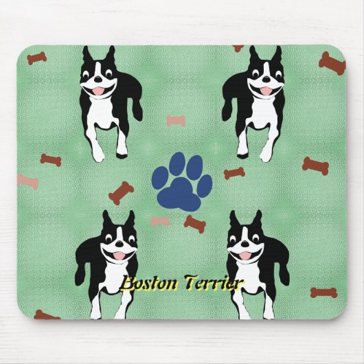 Boston Terrier Cartoon Mousepad (Vorne)