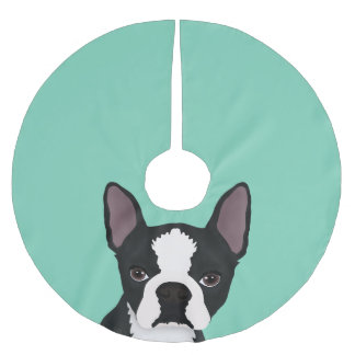 Boston-Terrier-Cartoon Polyester Weihnachtsbaumdecke