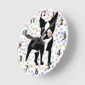 Boston Terrier Cartoon Runde Wanduhr (Winkel)
