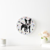 Boston Terrier Cartoon Runde Wanduhr (Zuhause)