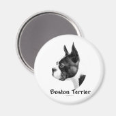 Boston Terrier Charcoal 2 - Magnet (Vorderseite/Rückseite)