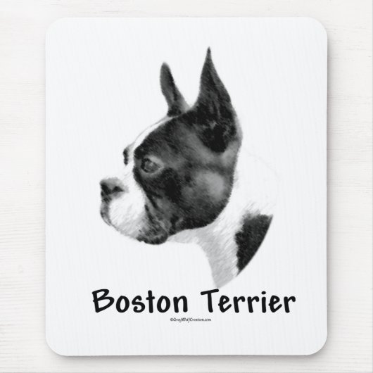 Boston Terrier Charcoal 2 Mousepad (Vorne)