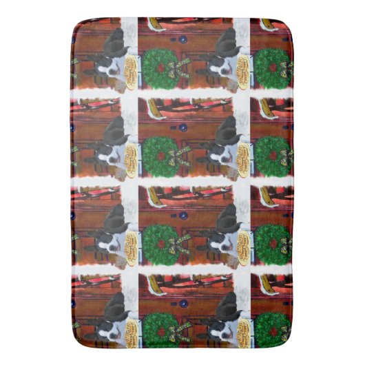 Boston Terrier Christmas Badematte (Vorderseite Vertikal)