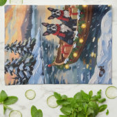 Boston Terrier Christmas Boat Holiday Geschirrtuch (Gefaltet)